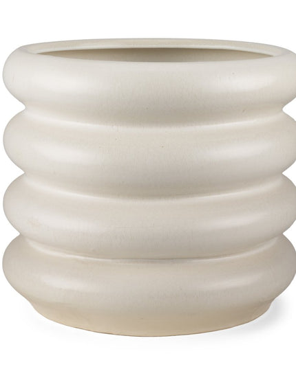 14" Cream Cylinder Ceramic Table Vase