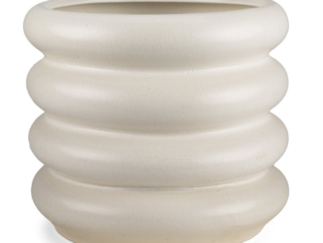 14" Cream Cylinder Ceramic Table Vase