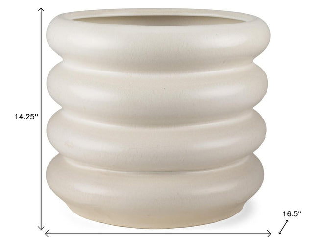 14" Cream Cylinder Ceramic Table Vase