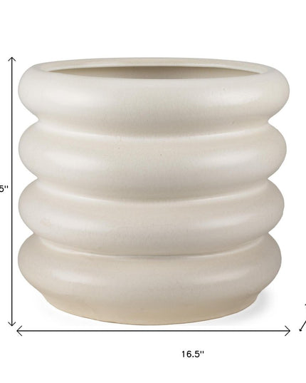14" Cream Cylinder Ceramic Table Vase