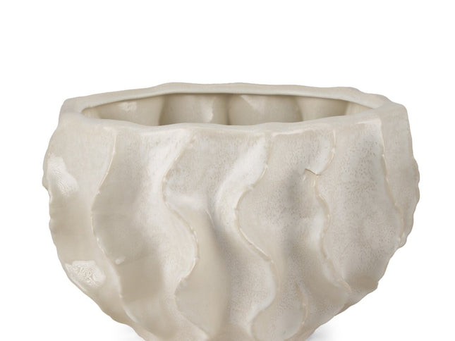 9" Cream Sculptural Ceramic Table Vase