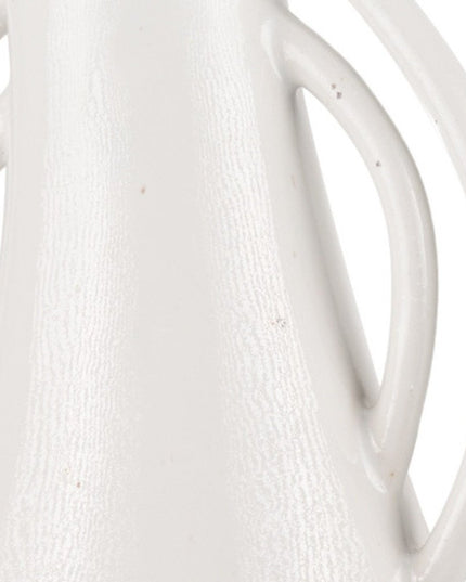 14" Off White Speckle Ceramic Amphora Table Vase