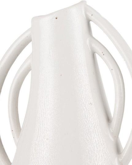 14" Off White Speckle Ceramic Amphora Table Vase