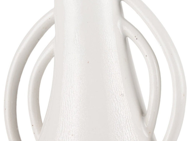 14" Off White Speckle Ceramic Amphora Table Vase