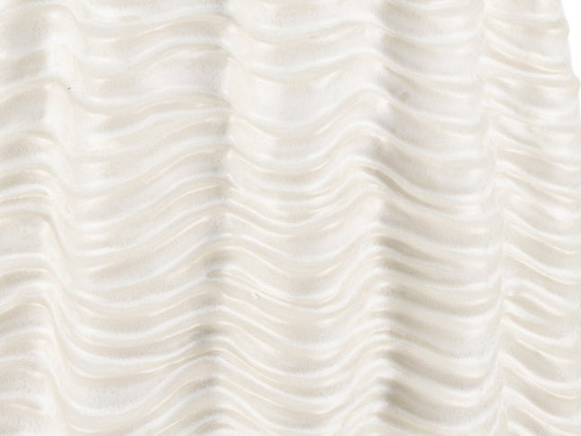 24" Cream Cylinder Ceramic Sculptural Waves Table Vase