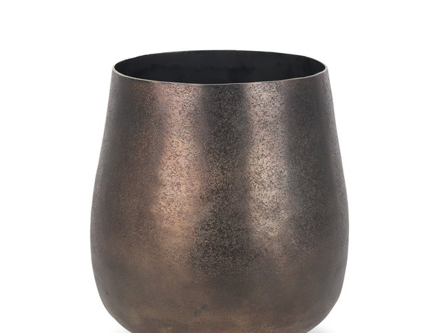 9" Antiqued Gold Aluminum Cylinder Table Vase