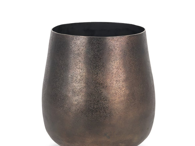 9" Antiqued Gold Aluminum Cylinder Table Vase