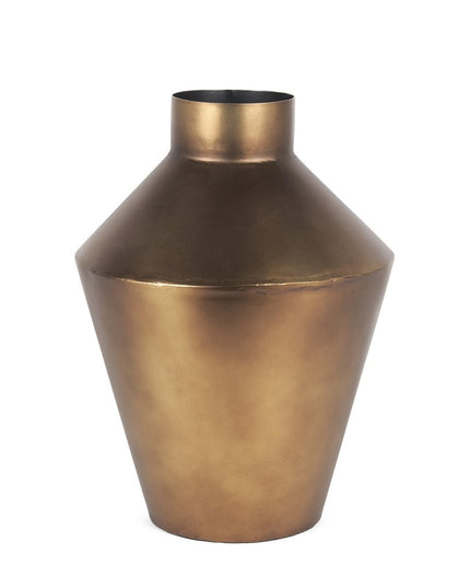 12" Antiqued Bronze Metal Trumpet Table Vase