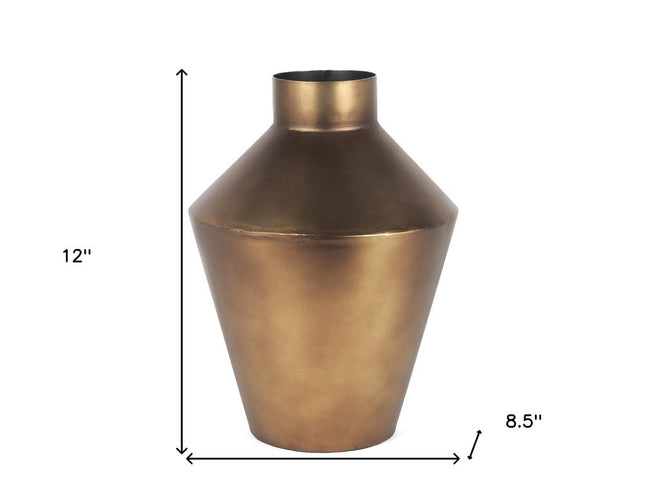 12" Antiqued Bronze Metal Trumpet Table Vase