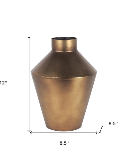 12" Antiqued Bronze Metal Trumpet Table Vase