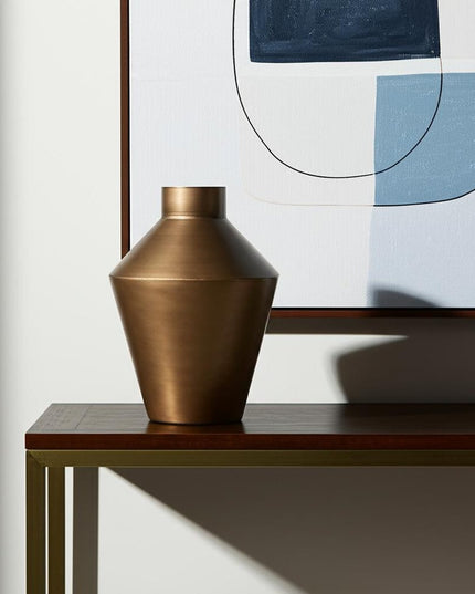 12" Antiqued Bronze Metal Trumpet Table Vase