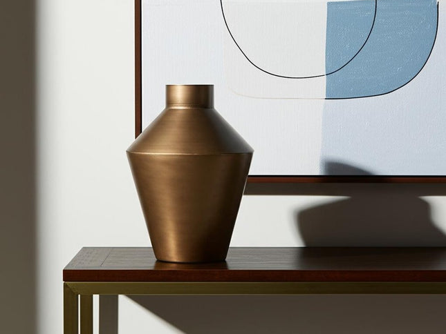 12" Antiqued Bronze Metal Trumpet Table Vase