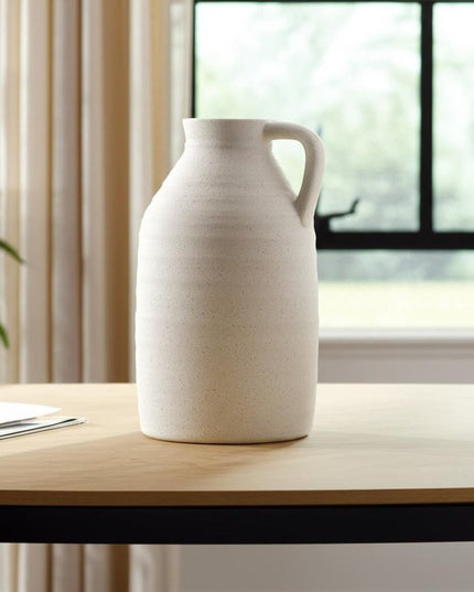 15" Off White Ceramic Jug Table Vase