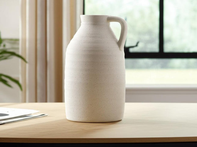 15" Off White Ceramic Jug Table Vase