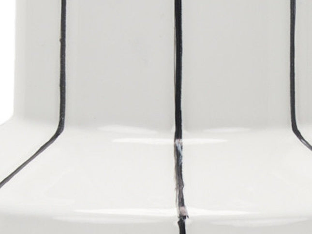 13" White And Black Striped Ceramic Cylinder Table Vase