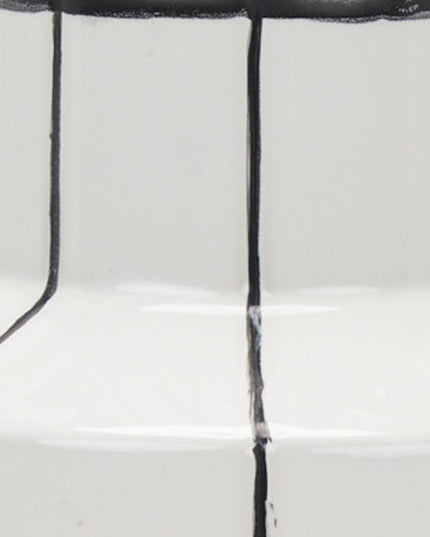 13" White And Black Striped Ceramic Cylinder Table Vase