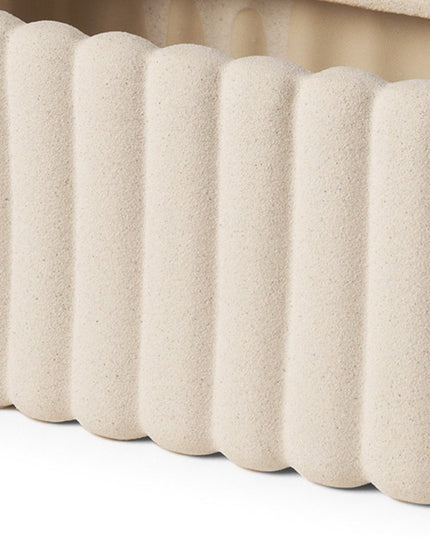 6" Beige Oval Ceramic Ribbed Texture Table Vase