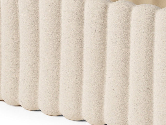 6" Beige Oval Ceramic Ribbed Texture Table Vase