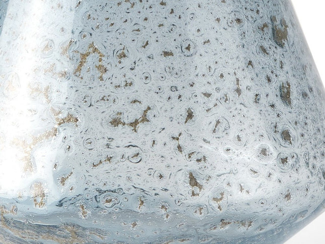 7" Blue Seeded Glass Round Table Vase