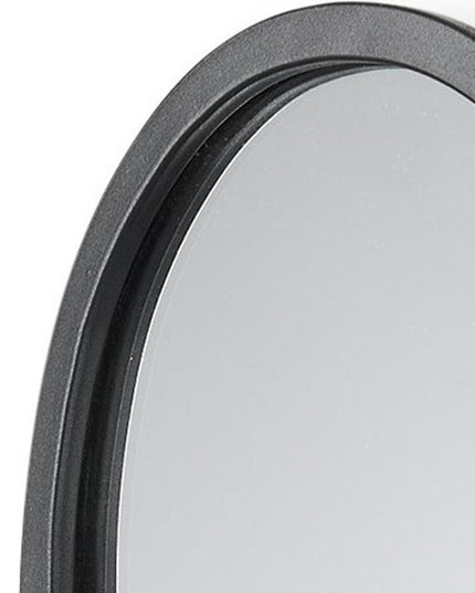 19" Black And Clear Glass Bottle Metal And Mirrored Glass Oval Wall Vase