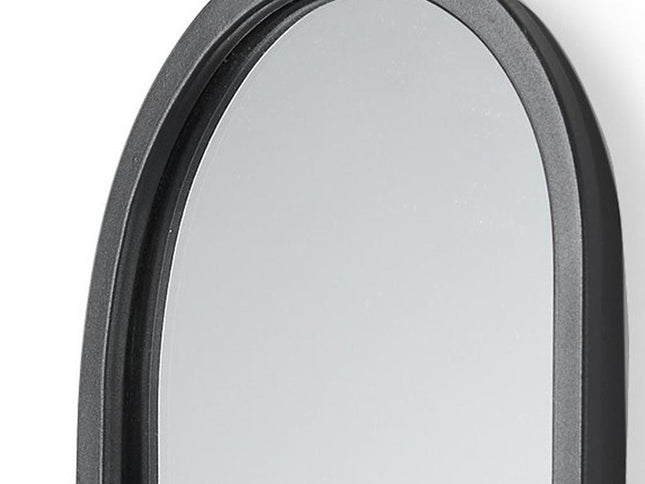 19" Black And Clear Glass Bottle Metal And Mirrored Glass Oval Wall Vase