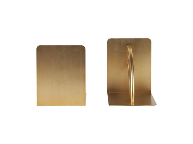 Set of Two Gold Metal Geo Arch Decorative Bookends