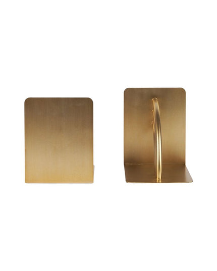 Set of Two Gold Metal Geo Arch Decorative Bookends