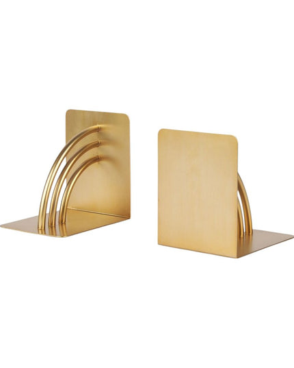 Set of Two Gold Metal Geo Arch Decorative Bookends