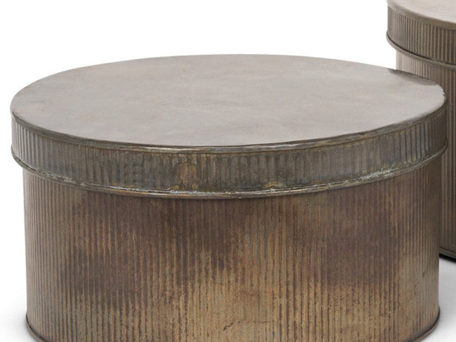 Set of Two Antiqued Gold Metal Decorative Boxes