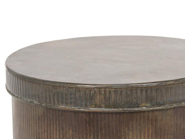 Set of Two Antiqued Gold Metal Decorative Boxes