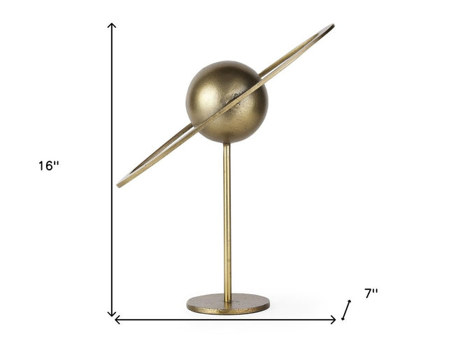 16" Gold Iron Solar System Tabletop Sculpture