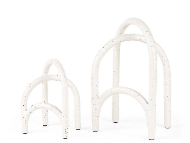 Set of Two White Iron Modern Abstract Tabletop Sculptures