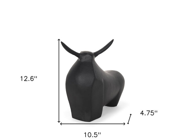 11" Black Aluminum Bull Tabletop Sculpture