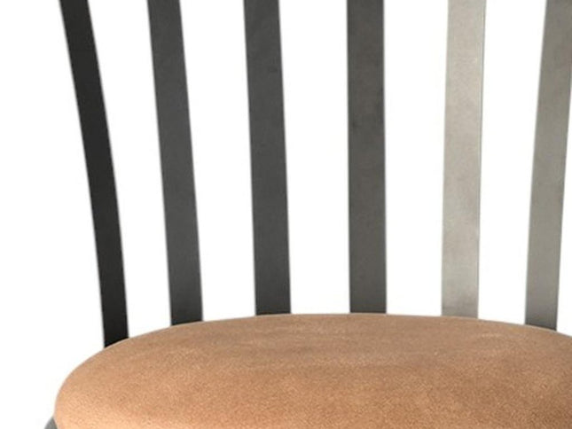 Set of Three Khaki and Black Suede Faux Leather and Iron Low Back Adjustable Height Swivel Bar Chairs