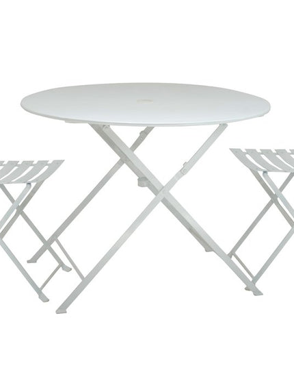 Three Piece White Round Metal Dining Set with Two Chairs