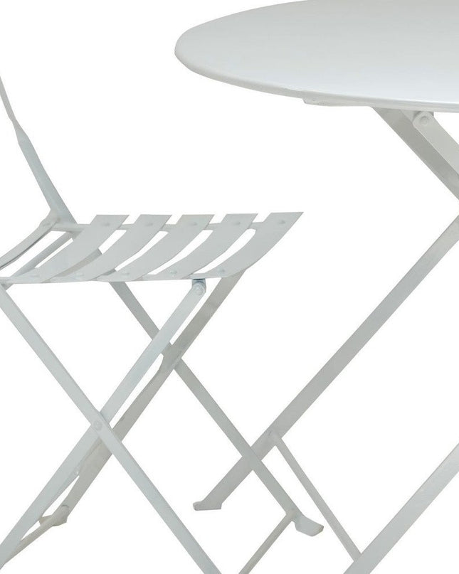 Three Piece White Round Metal Dining Set with Two Chairs