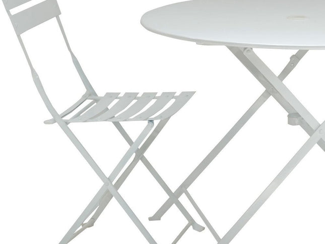 Three Piece White Round Metal Dining Set with Two Chairs