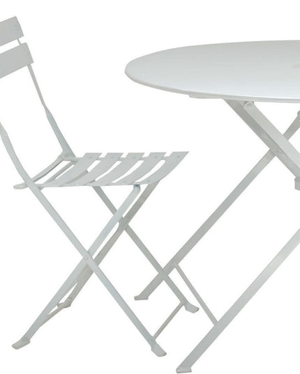 Three Piece White Round Metal Dining Set with Two Chairs