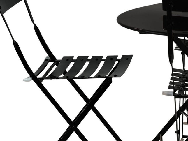 Five Piece Black Round Metal Dining Set with Four Chairs