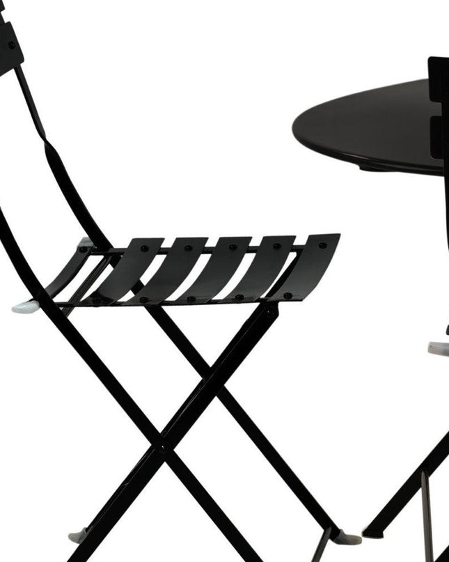Five Piece Black Round Metal Dining Set with Four Chairs
