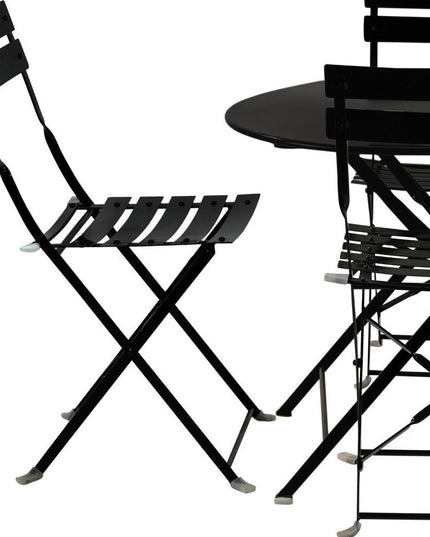 Five Piece Black Round Metal Dining Set with Four Chairs
