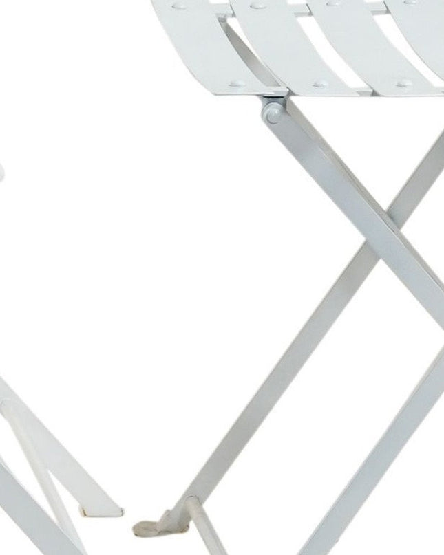 Five Piece White Round Metal Dining Set with Four Chairs