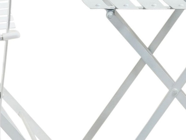 Five Piece White Round Metal Dining Set with Four Chairs