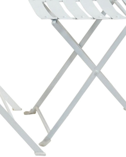 Five Piece White Round Metal Dining Set with Four Chairs