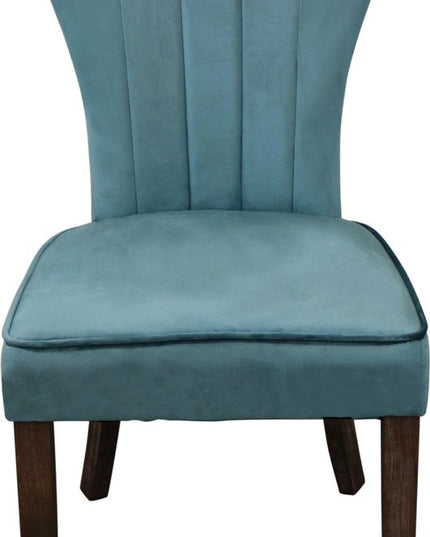 Seven Piece Dark Brown Round Solid Wood Dining Set with Six Chairs