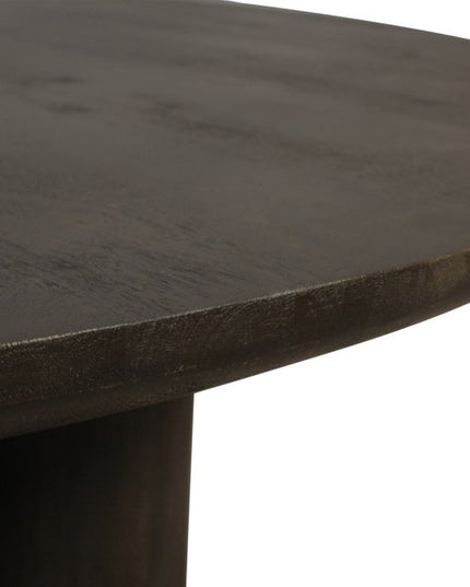 Seven Piece Dark Brown Round Solid Wood Dining Set with Six Chairs