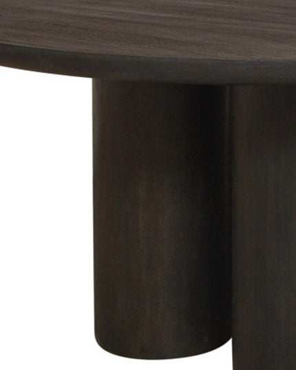 Seven Piece Dark Brown Round Solid Wood Dining Set with Six Chairs