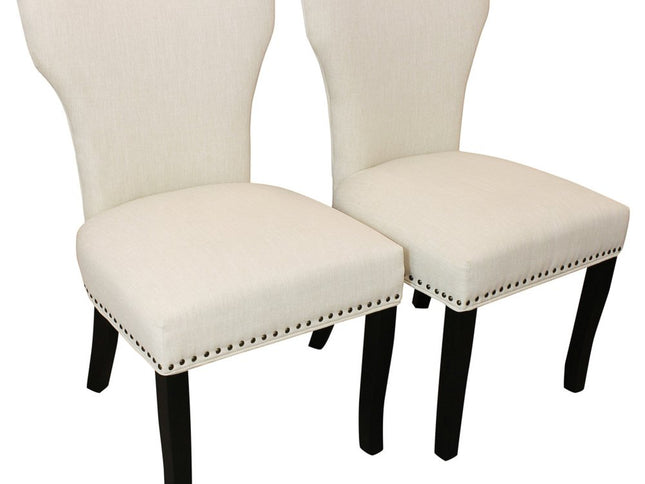 Seven Piece Dark Brown Round Solid Wood Dining Set with Six Chairs