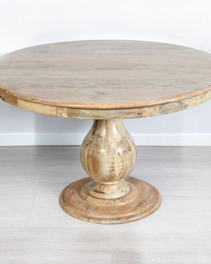 Five Piece Natural Round Solid Wood Dining Set with Four Chairs