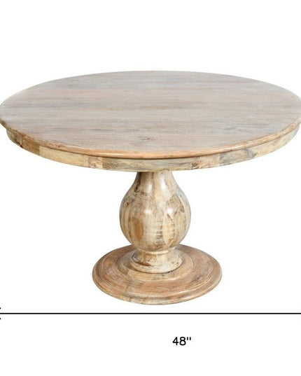 Five Piece Natural Round Solid Wood Dining Set with Four Chairs